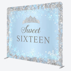 Aperturee - Aperturee Diamond Sweet Sixteen Fabric Backdrop Cover for Birthday