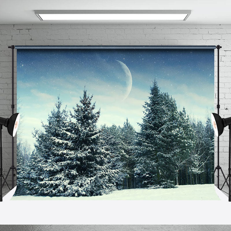 Aperturee - Aperturee Dim Cold Evening Snow Forest Moon Winter Backdrop