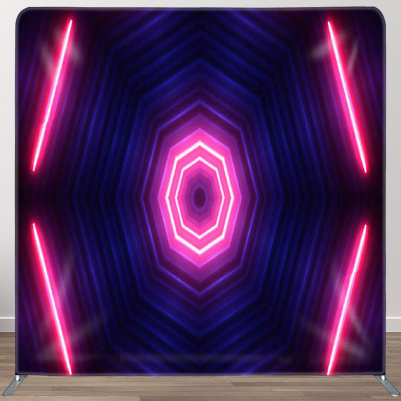 Aperturee - Aperturee Dim Dark Blue Pink Neon Light Octagon Tunnel Backdrop