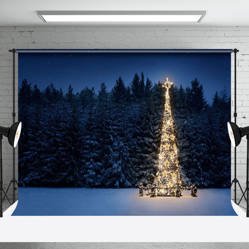 Aperturee - Aperturee Dim Light Christmas Trees Forest Winter Backdrop