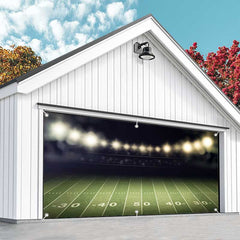 Aperturee - Aperturee Dim Light Football Field Grass Garage Door Banner