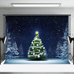 Aperturee - Aperturee Dim Light Snow Star White Christmas Tree Backdrop