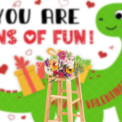 Aperturee - Aperturee Dinosaur You Are Tons Of Fun Valentines Day Backdrop