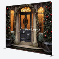 Aperturee - Aperturee Door Wreath Pine Deco Christmas Pillow Case Backdrop