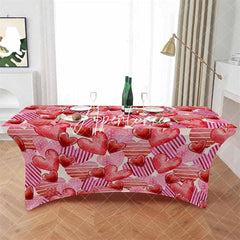 Aperturee - Aperturee Dot Stripe Heart Valentines Day Stretch Table Cover