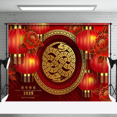 Aperturee - Aperturee Double Head Snake Red Lantern Chinese Year Backdrop