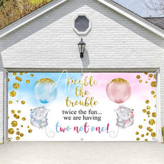 Aperturee - Aperturee Double The Trouble Baby Shower Garage Door Banner