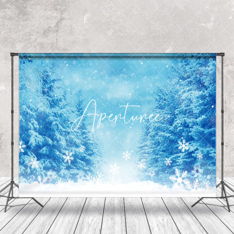 Aperturee - Aperturee Dream Blue Wonderland Cedar Snowflake Winter Backdrop