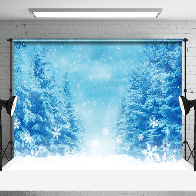 Aperturee - Aperturee Dream Blue Wonderland Cedar Snowflake Winter Backdrop