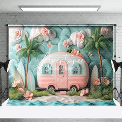 Aperturee - Aperturee Dream California Camping Scene Pink Trailer Backdrop