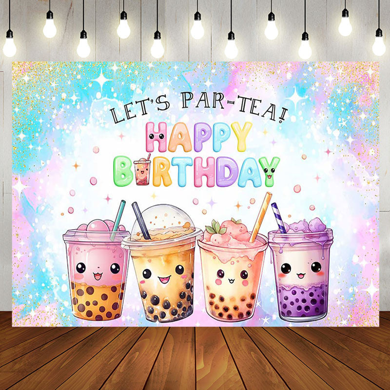 Aperturee - Aperturee Dreamlike Glitter Lets Partea Happy Birthday Backdrop