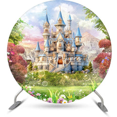 Aperturee - Aperturee Dreamy Castle Spring Scenery Party Round Backdrop