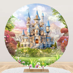 Aperturee - Aperturee Dreamy Castle Spring Scenery Party Round Backdrop