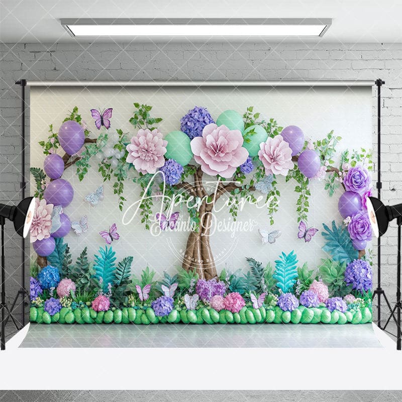 Aperturee - Aperturee Dreamy Floral Willow Nature Spring Photo Backdrop