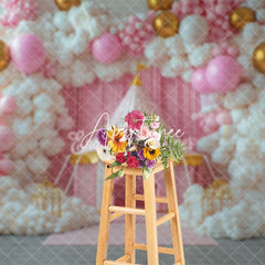 Aperturee - Aperturee Dreamy Pink Circus Tent Birthday Photography Backdrop