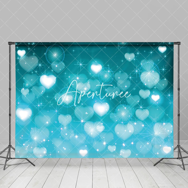 Aperturee - Aperturee Dreamy Soft Blue Heart Sweet Lovely Holiday Backdrop