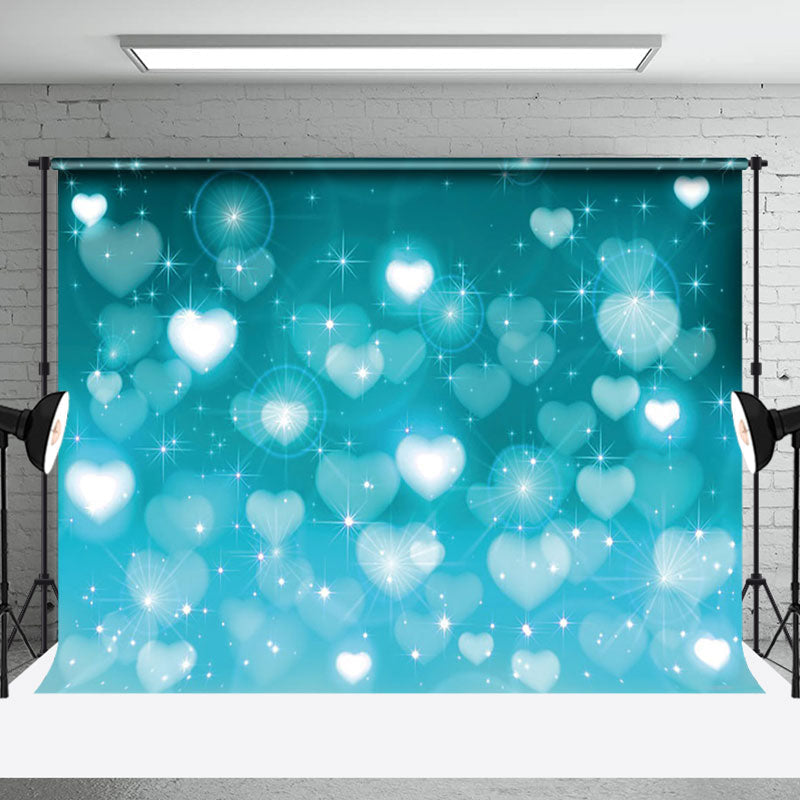 Aperturee - Aperturee Dreamy Soft Blue Heart Sweet Lovely Holiday Backdrop