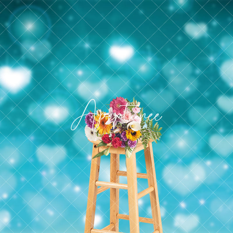 Aperturee - Aperturee Dreamy Soft Blue Heart Sweet Lovely Holiday Backdrop