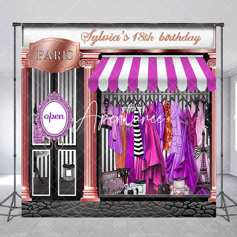 Aperturee - Aperturee Dress Boutique Custom Name 18th Birthday Backdrop