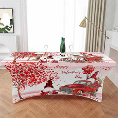 Aperturee - Aperturee Dwarfs Truck Rose Balloon Valentines Stretch Table Cover