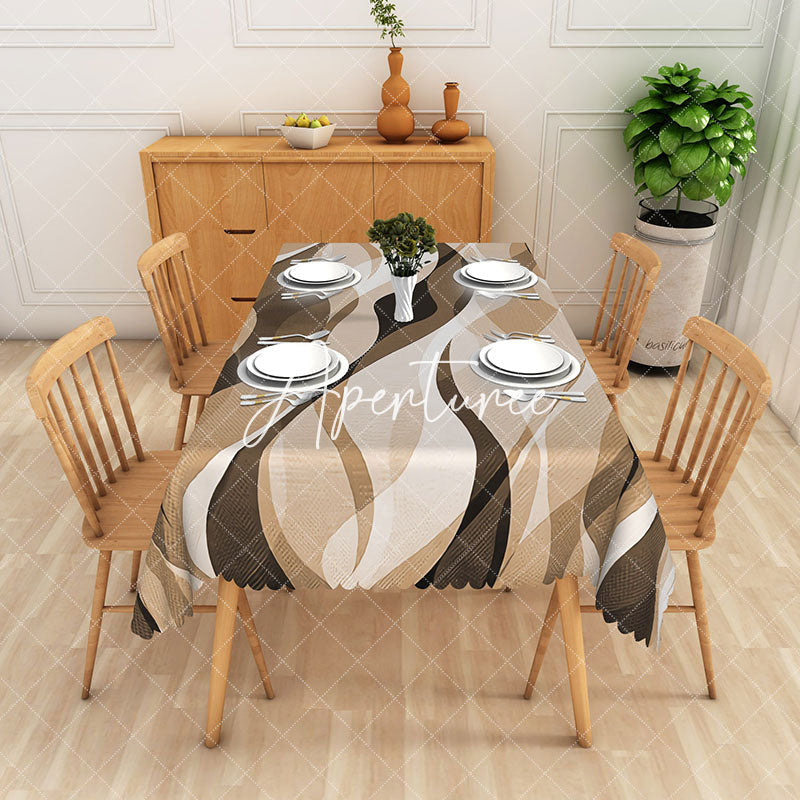 Aperturee - Aperturee Dynamic Multi Color Striped Wave Pattern Tablecloth