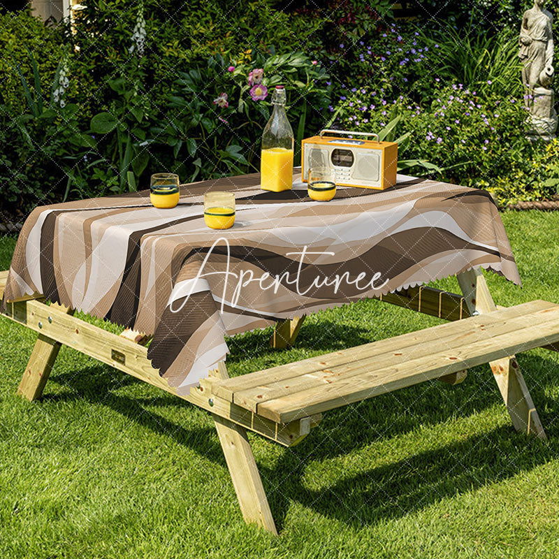 Aperturee - Aperturee Dynamic Multi Color Striped Wave Pattern Tablecloth