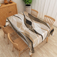 Aperturee - Aperturee Dynamic Multi Color Striped Wave Pattern Tablecloth