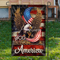 Aperturee - Aperturee Eagle God Bless America Independence Day Garden Flag