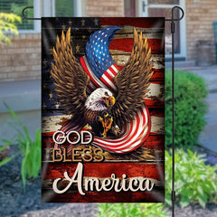 Aperturee - Aperturee Eagle God Bless America Independence Day Garden Flag