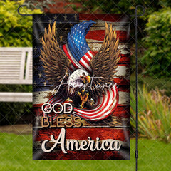 Aperturee - Aperturee Eagle God Bless America Independence Day Garden Flag