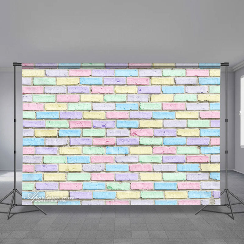 Aperturee - Aperturee Easter Bunny Colorful Brick Wall Room Set Backdrop