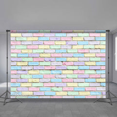 Aperturee - Aperturee Easter Bunny Colorful Brick Wall Room Set Backdrop