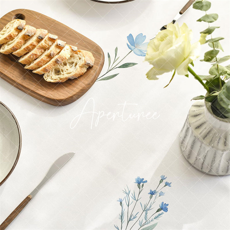 Aperturee - Aperturee Easter Watercolor Flowers Blooming Rectangle Tablecloth