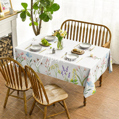 Aperturee - Aperturee Easter Watercolor Flowers Blooming Rectangle Tablecloth