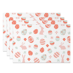 Aperturee - Aperturee Eggs Bunny Floral Pattern Easter Set Of 4 Placemats