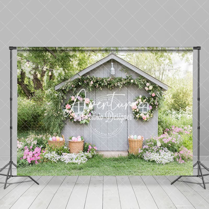 Aperturee - Aperturee Eggs Floral Garden Grey Cottage Vibrant Backdrop