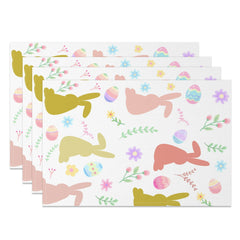 Aperturee - Aperturee Eggs Floral Leaf Bunny Easter Set Of 4 Placemats