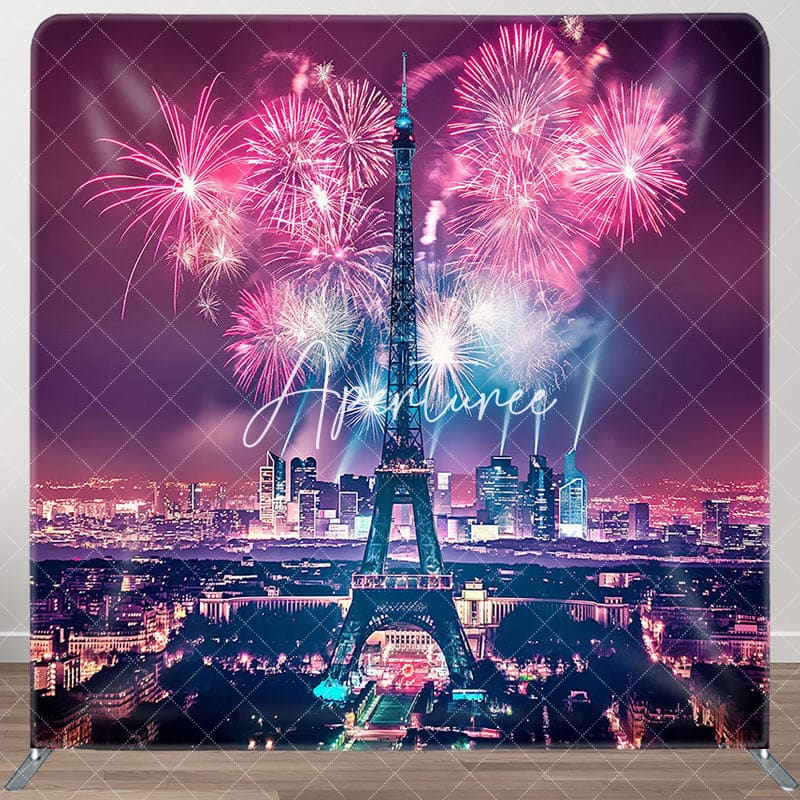 Aperturee - Aperturee Eiffel Tower Night City Scene Pillow Case Backdrop