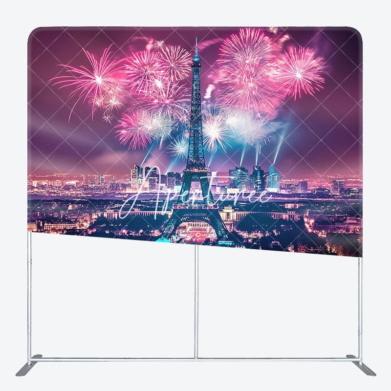 Aperturee - Aperturee Eiffel Tower Night City Scene Pillow Case Backdrop