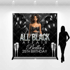 Aperturee - Aperturee Elegant Black Balloon Custom 25th Birthday Backdrop