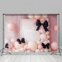 Aperturee - Aperturee Elegant Black Bow Tie Balloon Valentines Day Backdrop