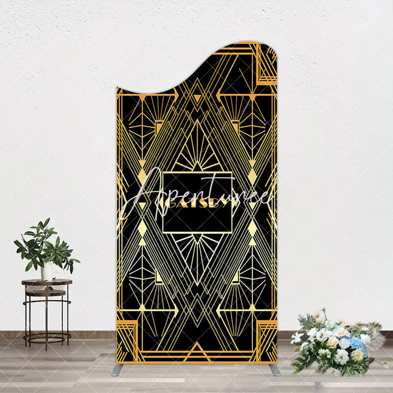 Aperturee - Aperturee Elegant Black Gold Gatsby Birthday Arch Backdrop