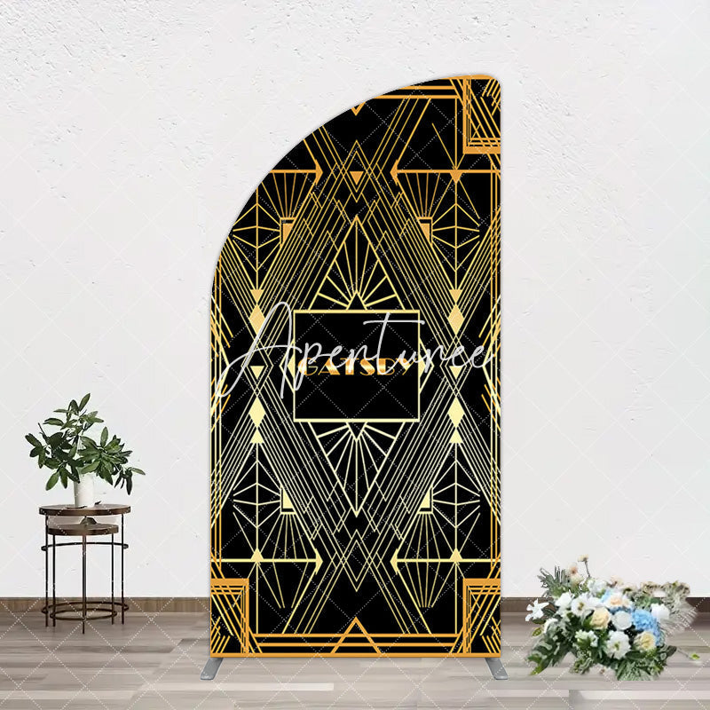 Aperturee - Aperturee Elegant Black Gold Gatsby Birthday Arch Backdrop