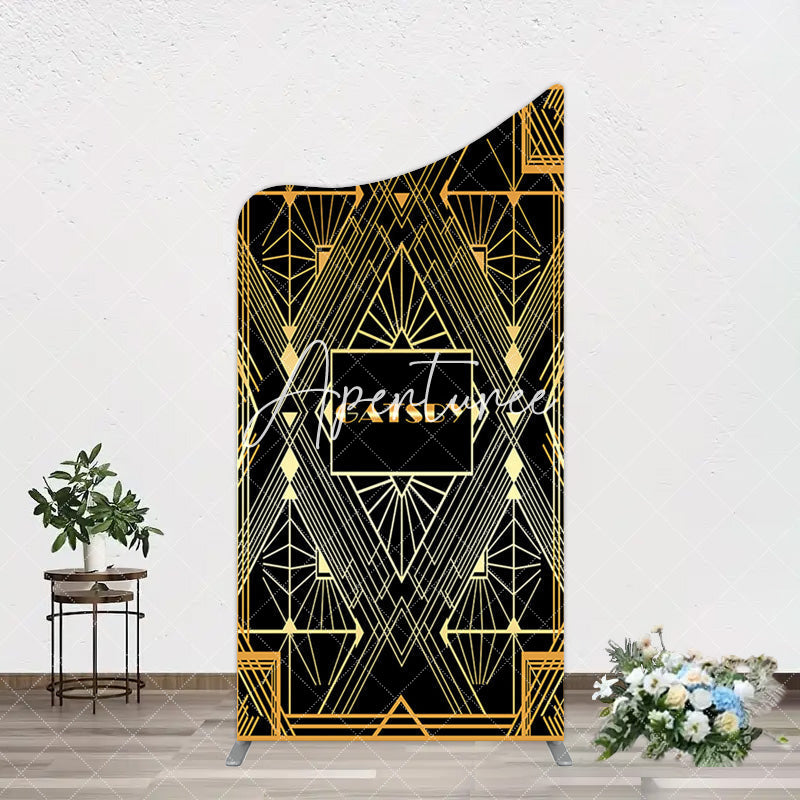 Aperturee - Aperturee Elegant Black Gold Gatsby Birthday Arch Backdrop