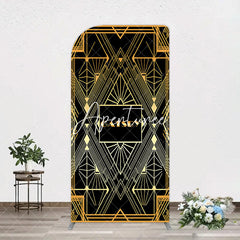 Aperturee - Aperturee Elegant Black Gold Gatsby Birthday Arch Backdrop