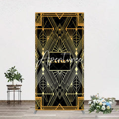 Aperturee - Aperturee Elegant Black Gold Gatsby Birthday Arch Backdrop