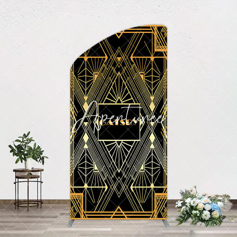 Aperturee - Aperturee Elegant Black Gold Gatsby Birthday Arch Backdrop