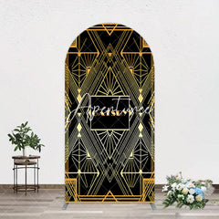 Aperturee - Aperturee Elegant Black Gold Gatsby Birthday Arch Backdrop