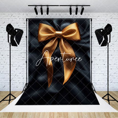 Aperturee - Aperturee Elegant Black Satin Bow Tie Retro Wall Photo Backdrop