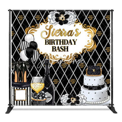 Aperturee - Aperturee Elegant Black Step And Repeat Custom Birthday Backdrop